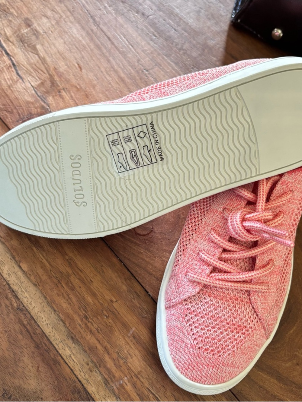 Soludos Knit Lace-Up Breathable Sneakers in Coral Confetti - Picture 5 of 5